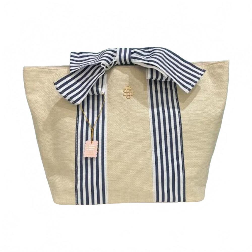 NEW SIMPLY SOUTHERN women's striped bow cream handbag in navy